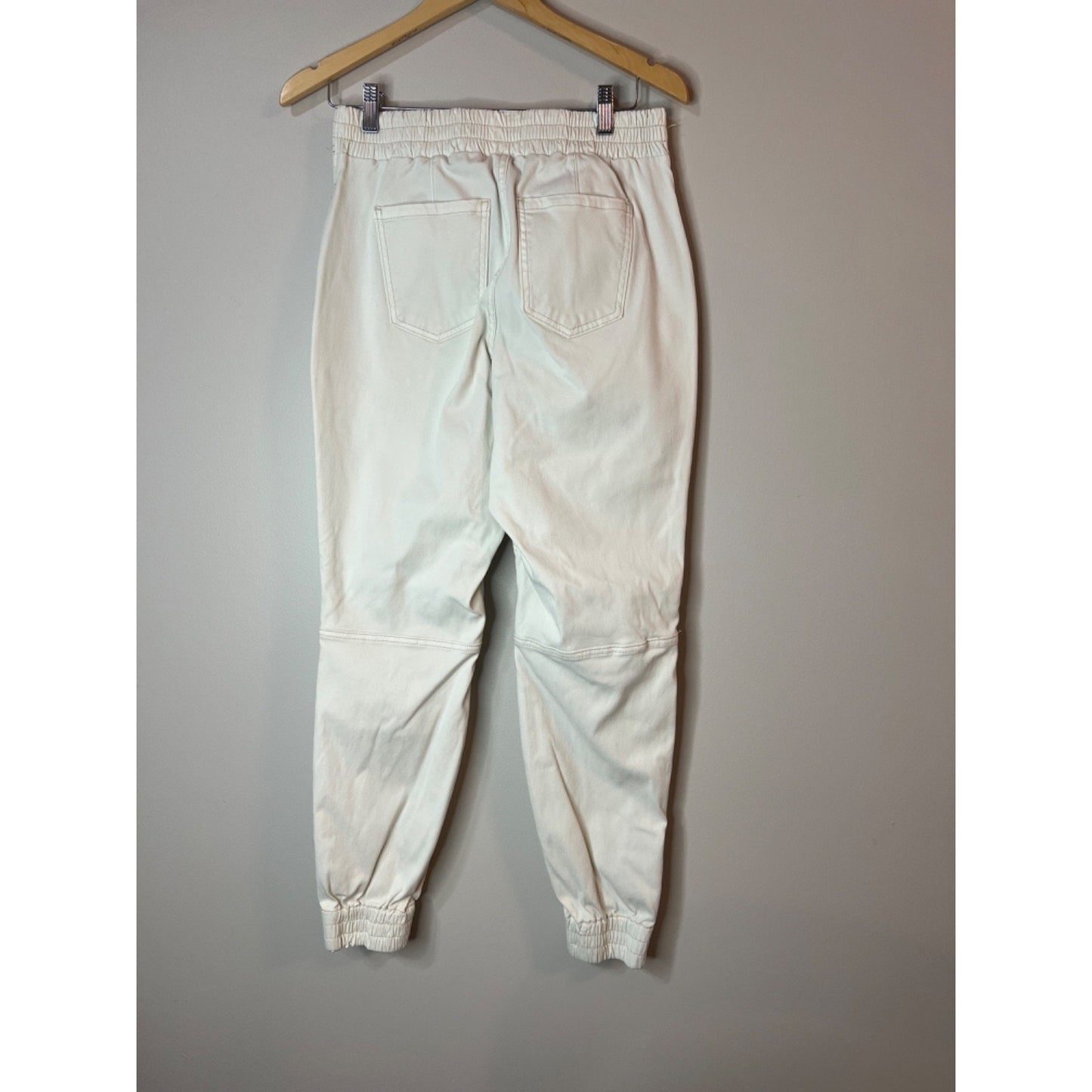 SPANX Stretch Twill Cargo Pants Women’s S Cream Parchment Ankle Zip Jogger