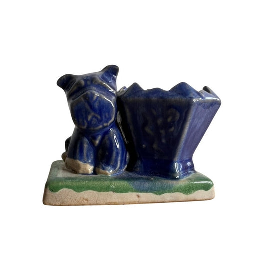 Vintage English Bulldog Ceramic Pottery Planter - Made in USA