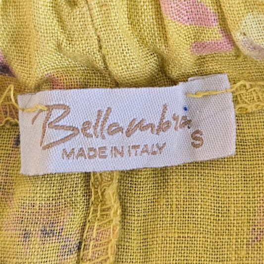 Bellambra Women's Small Floral Yellow 100% Linen Halter Bow Dress
