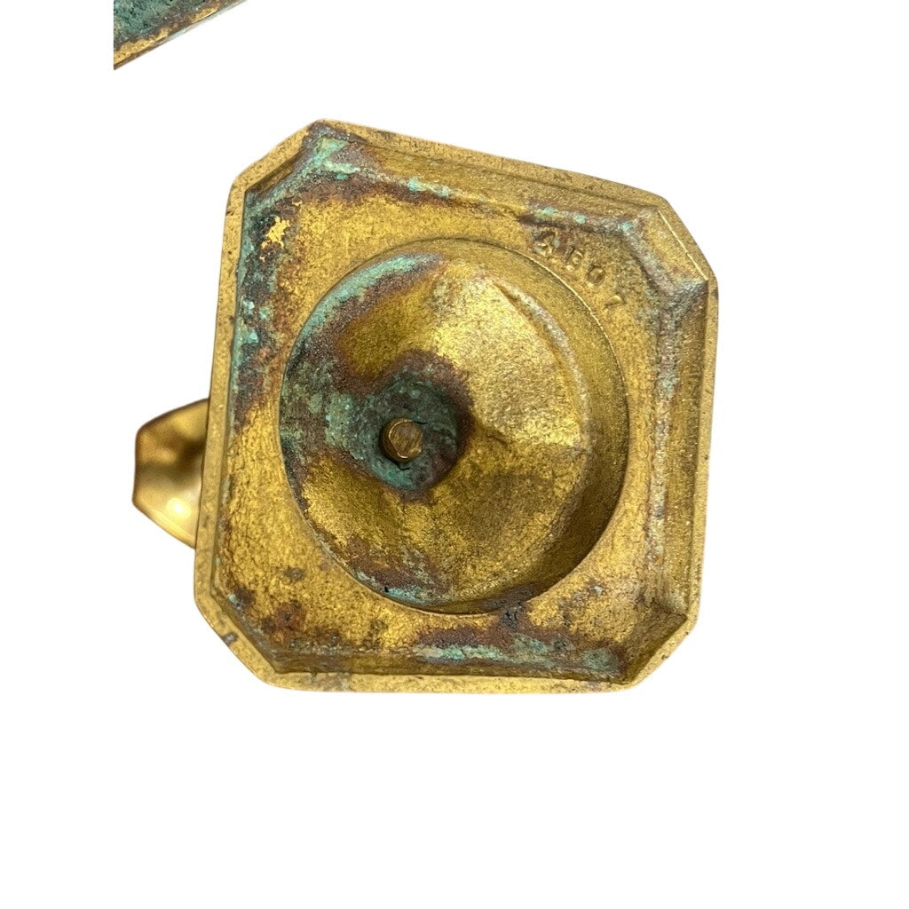 Vintage pair of 19th century French gilt bronze baluster candlesticks 10.5"