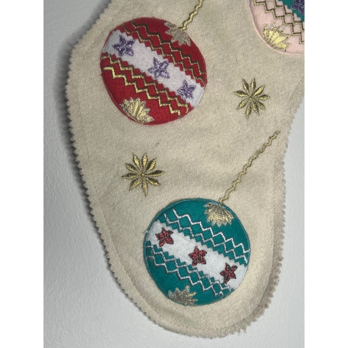 Vintage Bucilla Wool Felt Embroidered Christmas Stocking Ornaments NO NAME