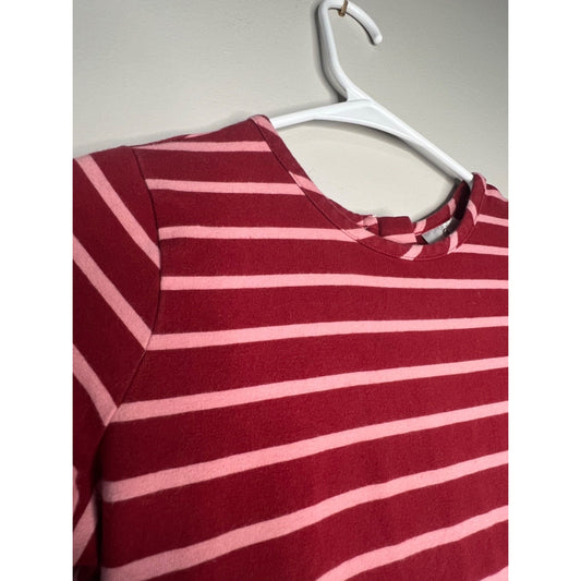 Hanna Anderson Girl 150 (12) Pink & Red Organic Striped Cotton with Gold Zipper