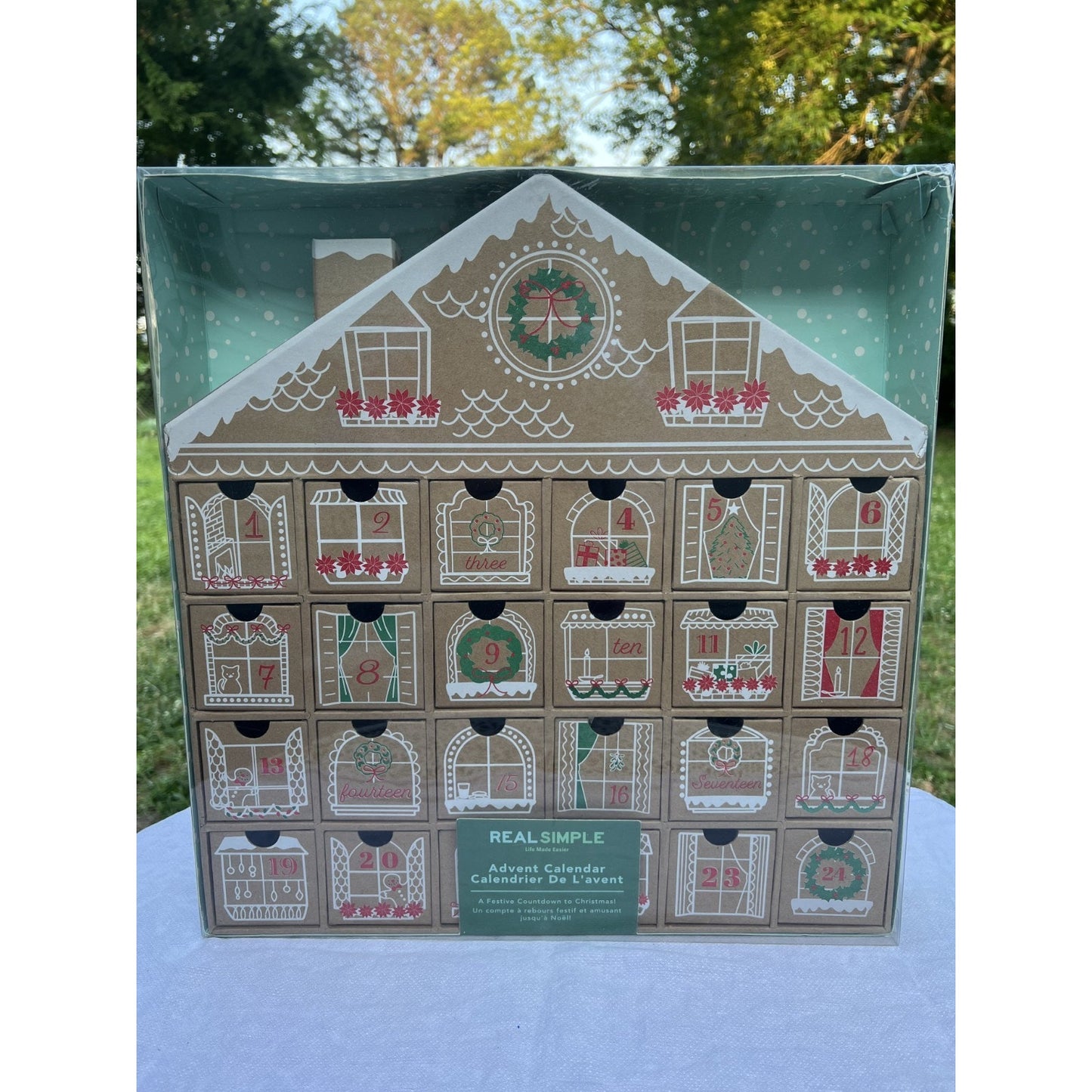 Real Simple 24 Day Christmas Countdown Advent Calendar Gingerbread House Brown