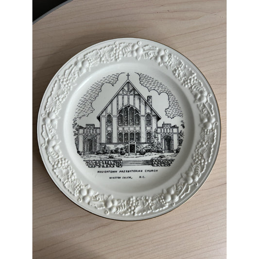 1950 Waughtown Presbyterian Church Plate, Winston Salem NC Vintage USA