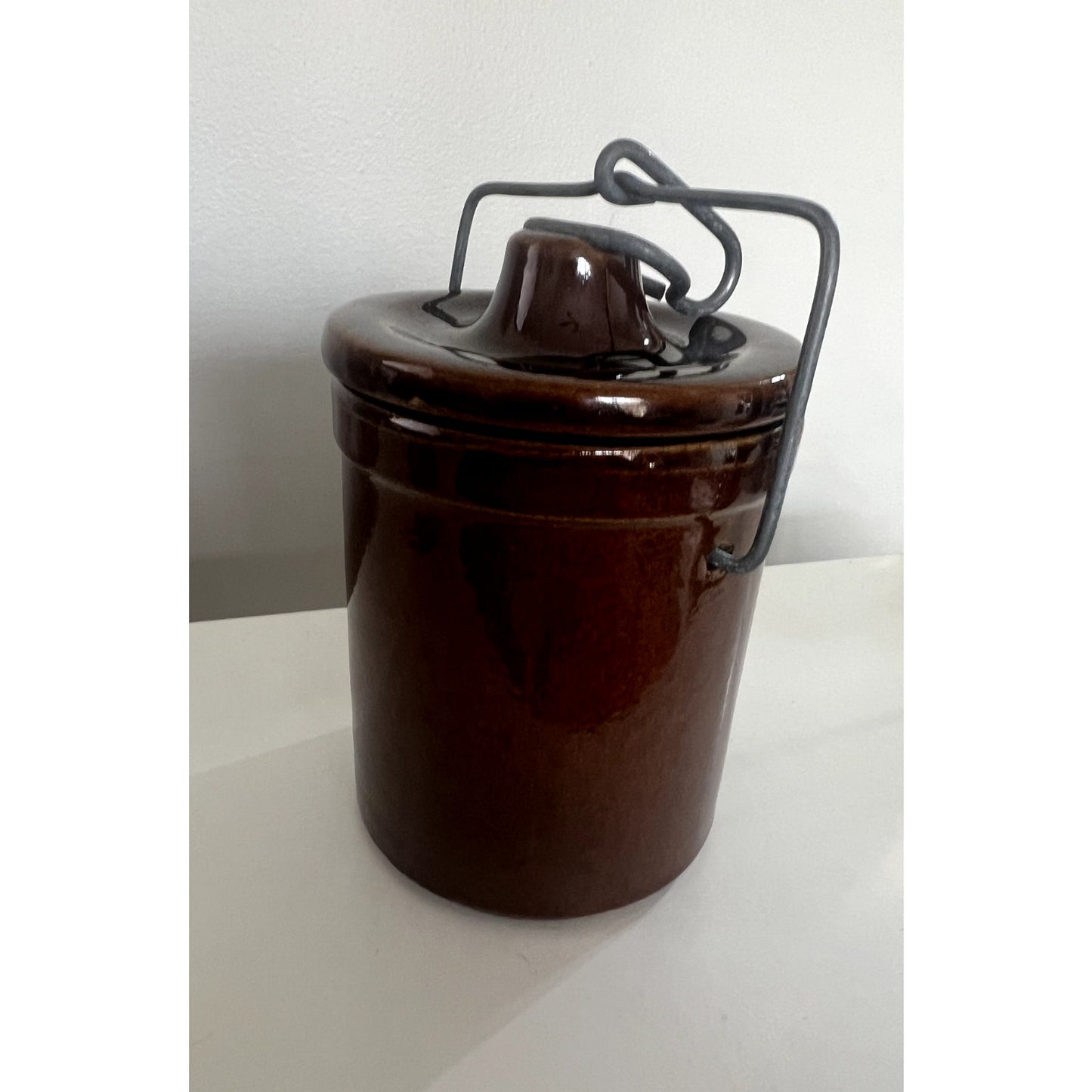 Vintage Stoneware Cheese Butter Crock W/ Locking Lid & Sourdough Starter