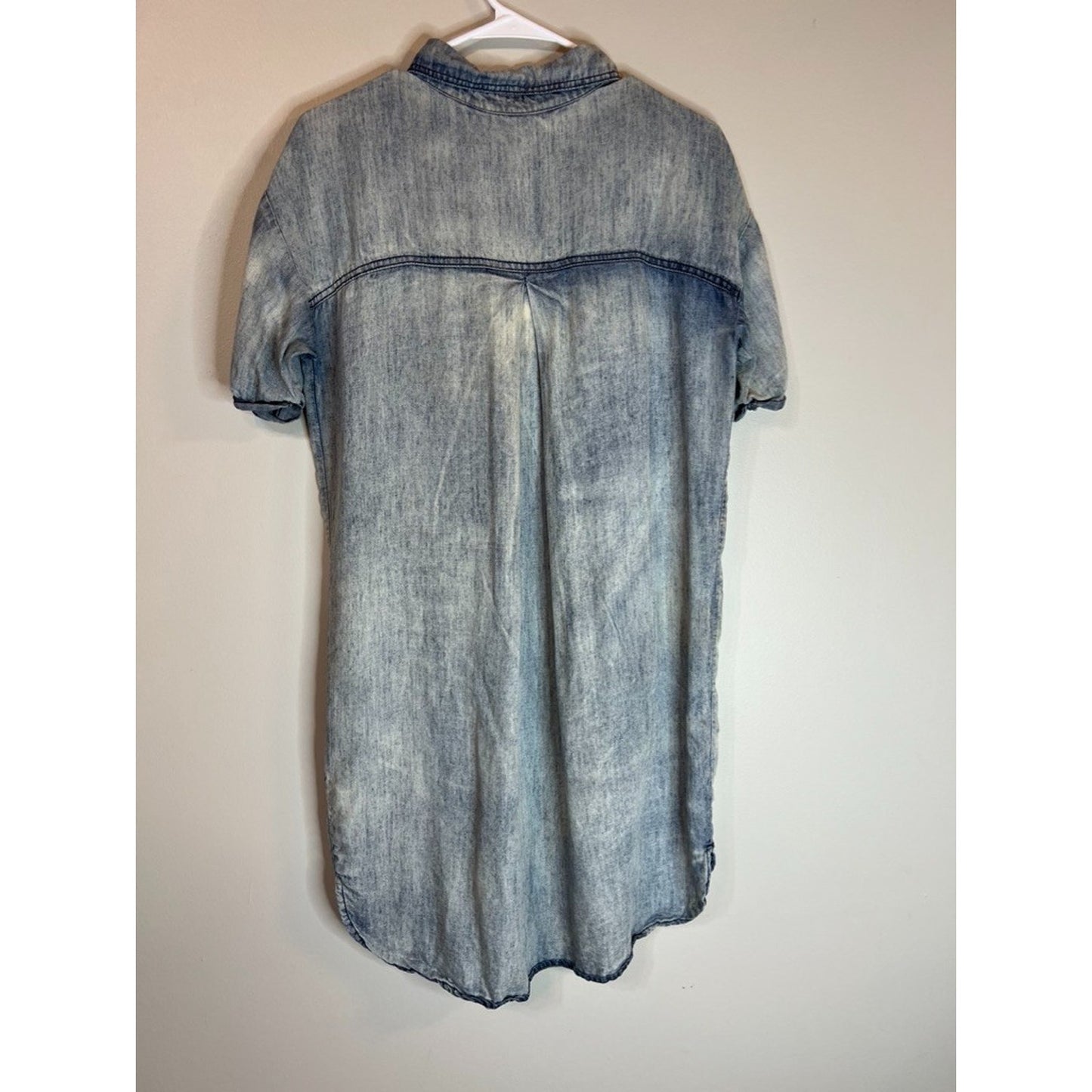 Michael Stars Tunic Dress Sz Large Blue Chambray Denim Short Sleeve