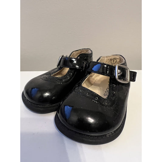 Baby Gap Vintage Infant Black Patent Mary Janes sz 1 Y2K
