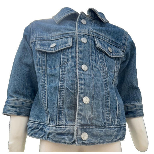 NWT Children's Place 6/9 Jean Jacket w/ Grandmother's Flower Garden Quilt Patch