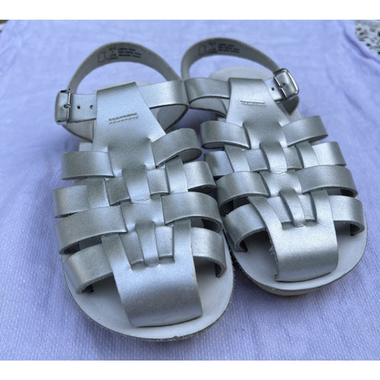 Sun-San Original Salt Water Sandals Little Girls Size 1 Silver
