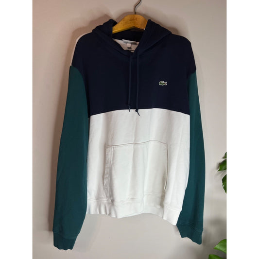 Lacoste Hoodie Sweatshirt Mens XXL Color Block 100% Cotton Classic Fit QUALITY