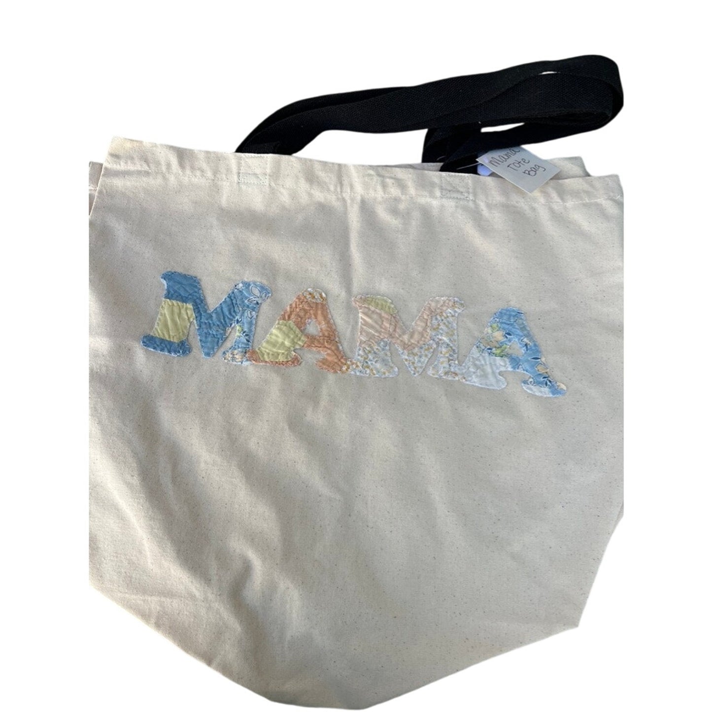 NWT Mama Organic Cotton Vintage Indigo Quilt Applique Tote Bag