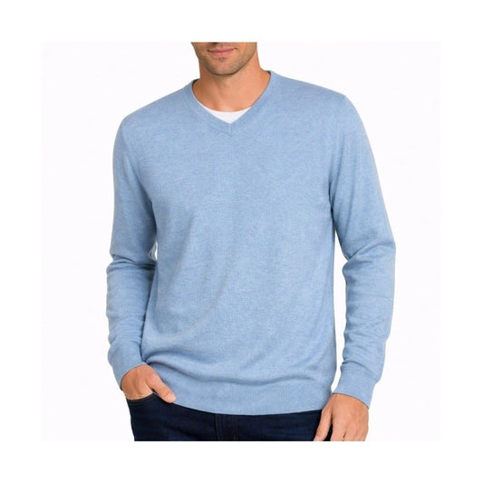 J.Crew Mens V-Neck Sweater Light Blue Cotton Merino Wool Blend Size XL