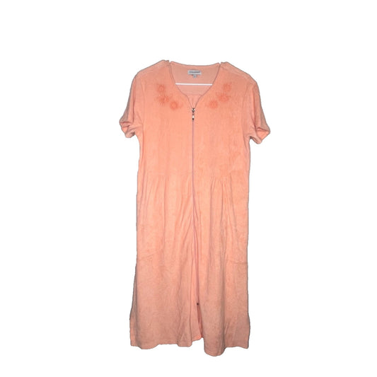 Cuddledown Peach Zip Up Pima Terry Robe House Dress Size Small