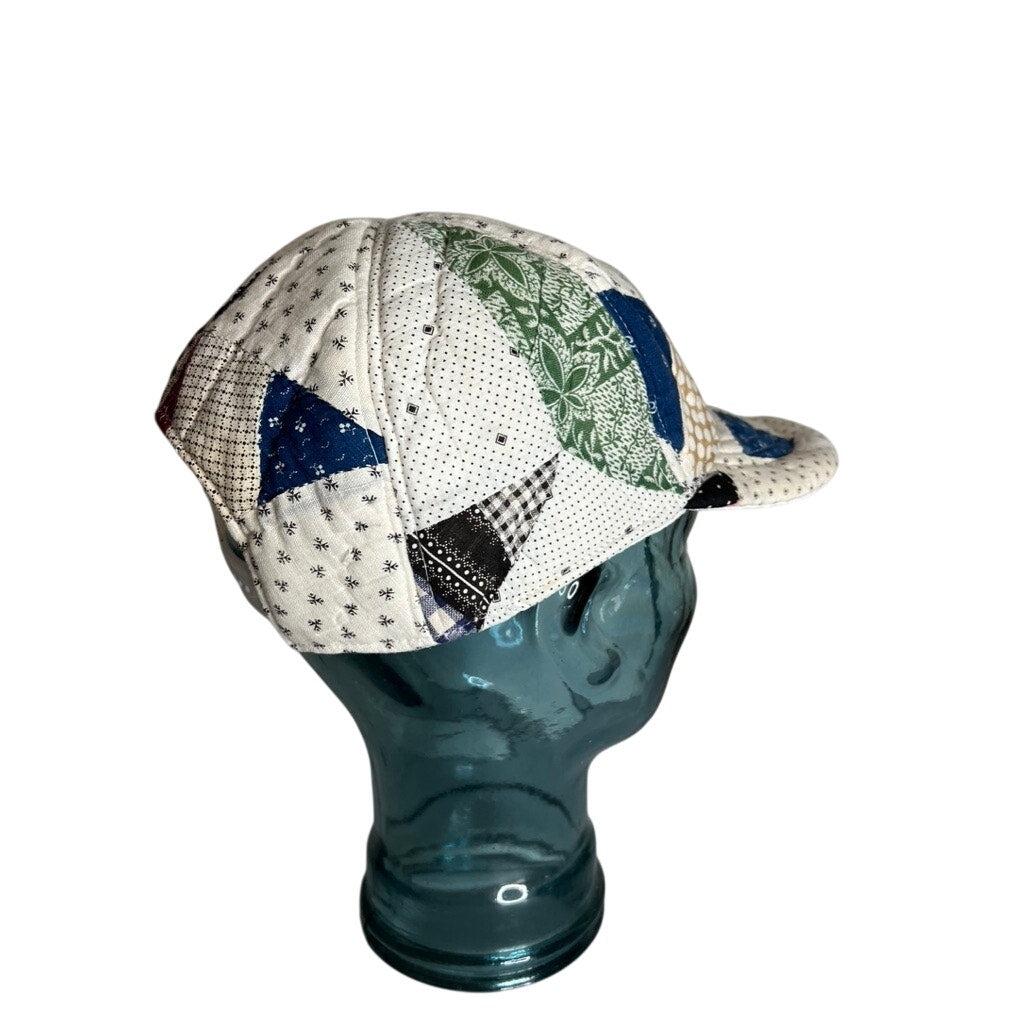 OOAK Vintage Reversible 1910 Indigo Quilt & Irish Linen Snapback Hat