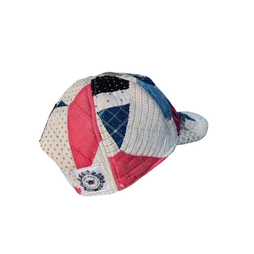 Vintage Reversible 1910 Indigo Quilt & Irish Linen Baseball Hat 3