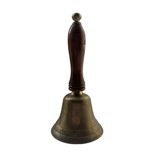 Vintage antique brass bell, brass and wood classic Captain's bell, Nautical wood