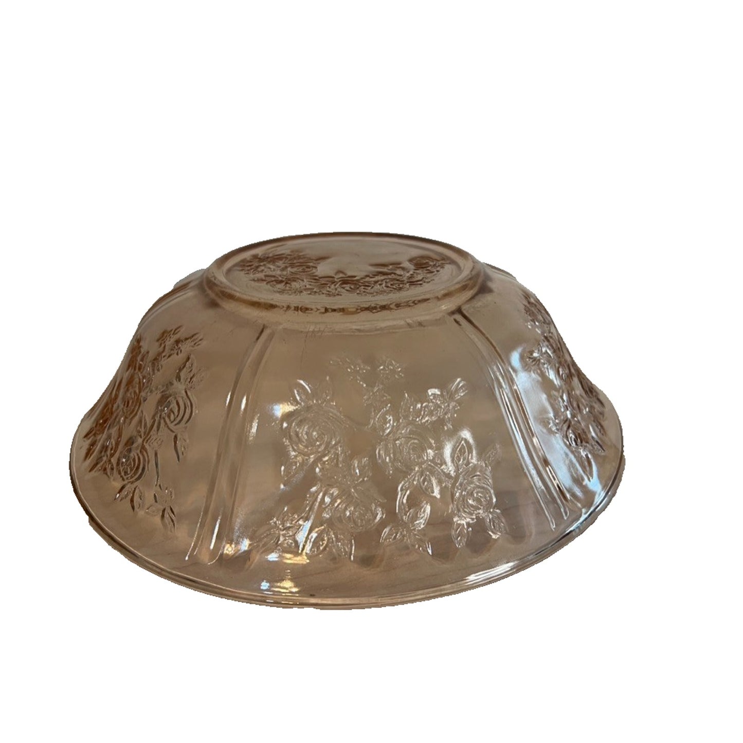 Vintage Sharon “Cabbage Rose” Large Glass Fruit Bowl Federal Glass Co. 1935 USA