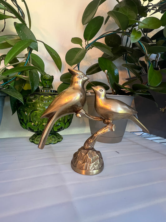 Vintage brass cardinal couple