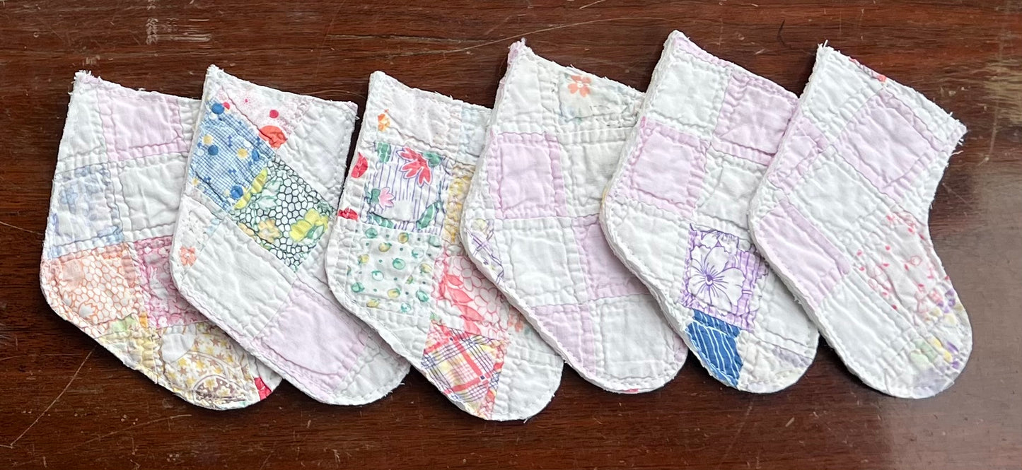 Christmas Mitten or stocking garland, set of 6