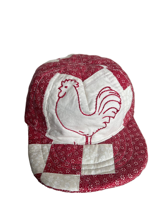 Embroidered Redwork Quilt Hats