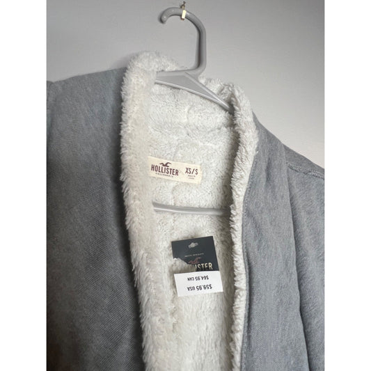NWT Hollister Sherpa Lined Cardigan Jacket Sweater Women’s Size XS/S Light Gray
