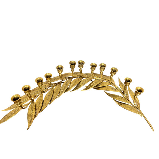 Vtg Brass Candlestick Holders Graduated Set of 12 Leaves Wedding Mantle