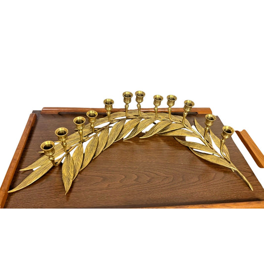 Vtg Brass Candlestick Holders Graduated Set of 12 Leaves Wedding Mantle