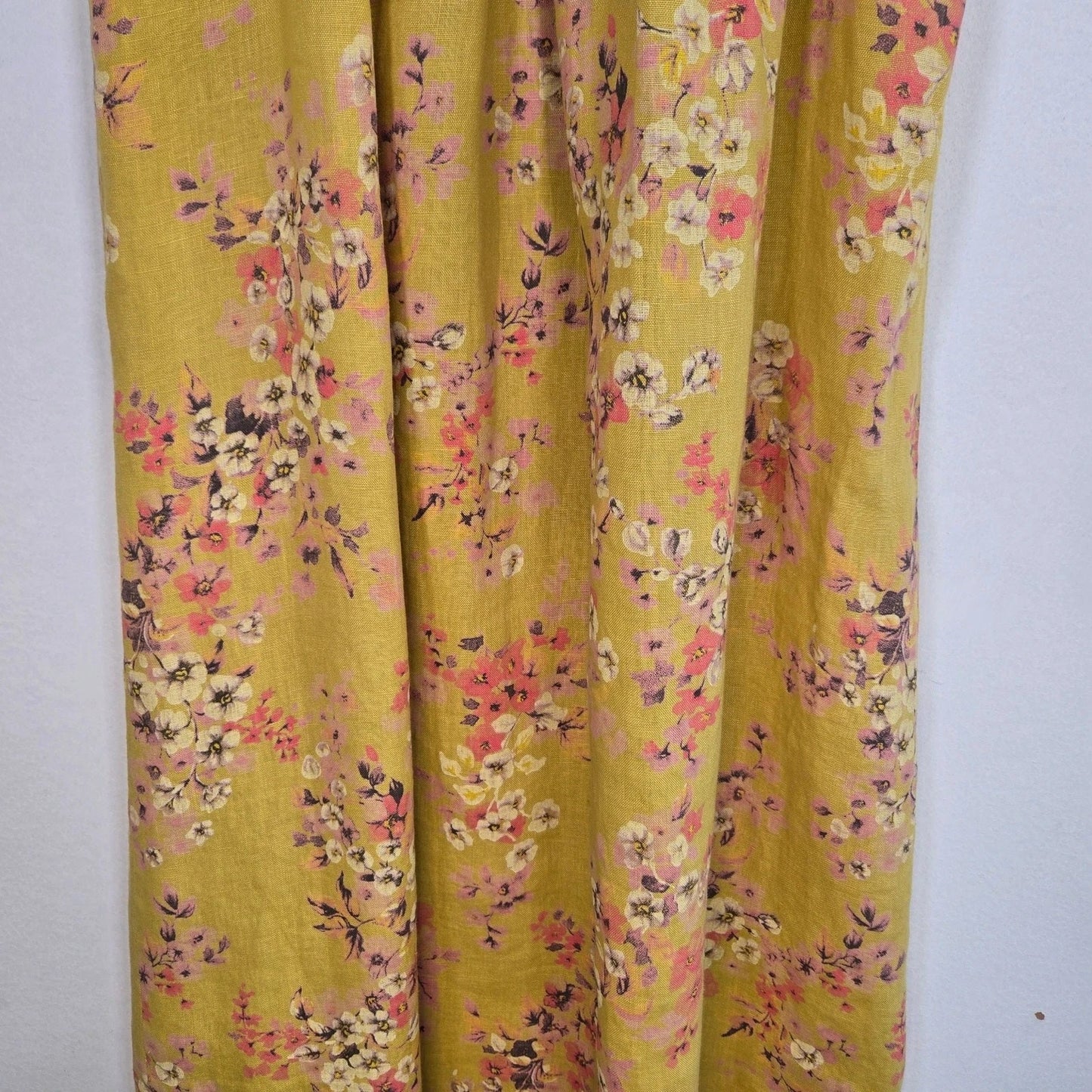 Bellambra Women's Small Floral Yellow 100% Linen Halter Bow Dress