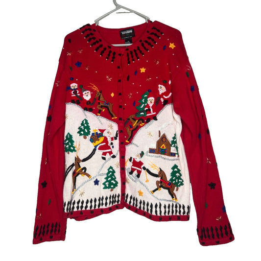 Designers Originals Studio Women's Ugly Christmas Sweater XL Long Sleeve Red