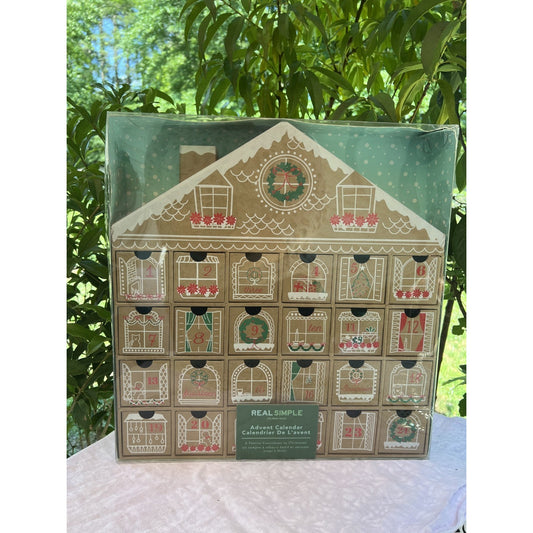 Real Simple 24 Day Christmas Countdown Advent Calendar Gingerbread House Brown
