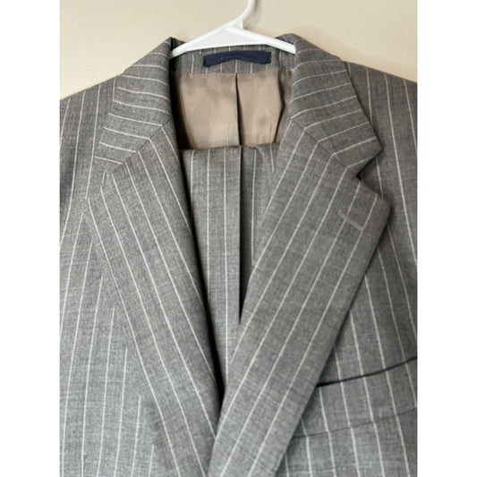 VTG 90s Chaps Ralph Lauren Wool Pinstripe Suit Men 40 T 36x34 Gray
