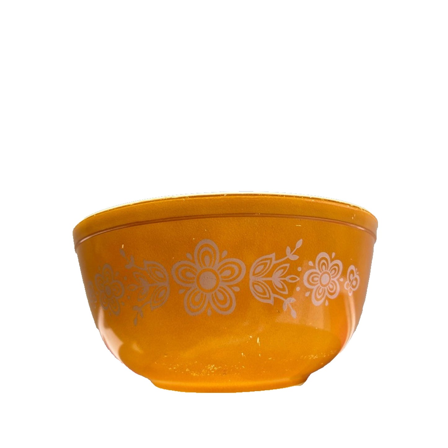 Vintage Pyrex Butterfly Gold Mixing Bowl #403 Yellow -White Flowers 2 1/2 QT
