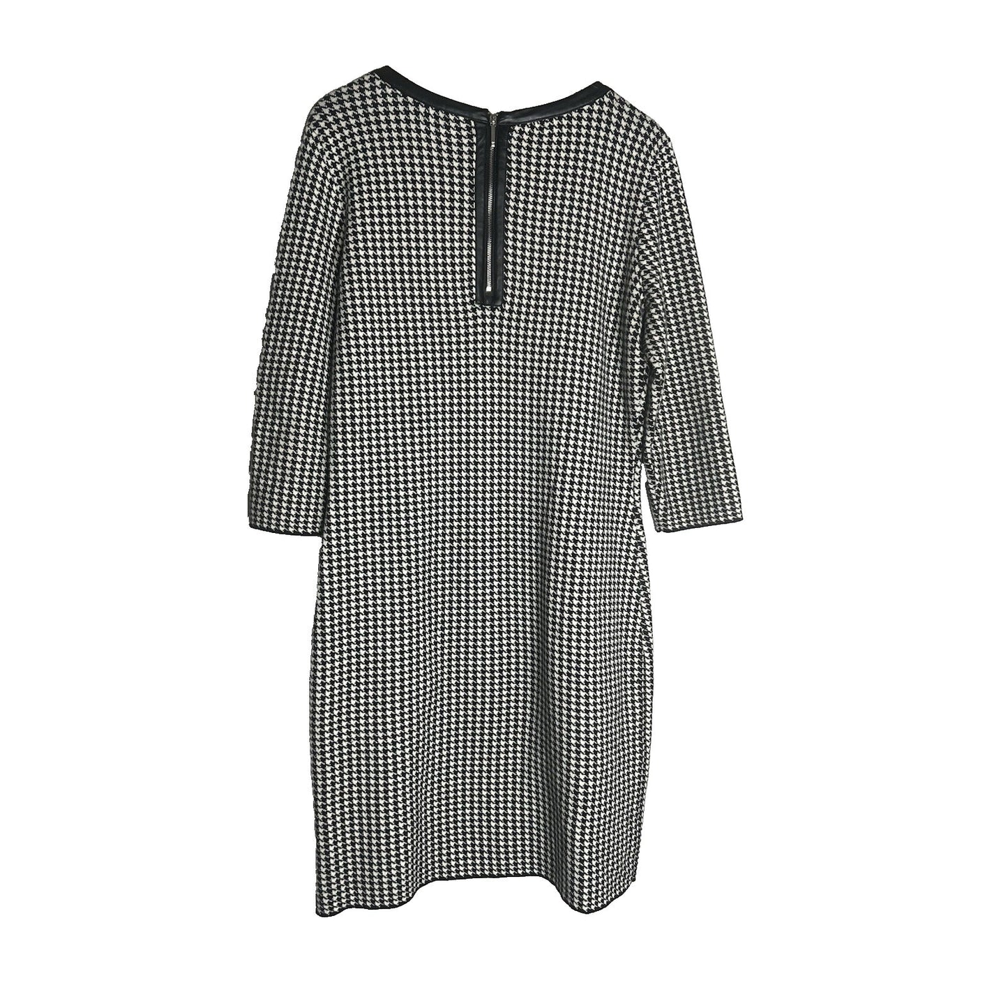 LAUREN Ralph Lauren Leather Piping Houndstooth Dress Women Size Large Genuine