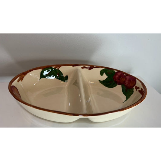 Franciscan Apple Divided Oval Serving Bowl Dish 10 3/4" Made in England