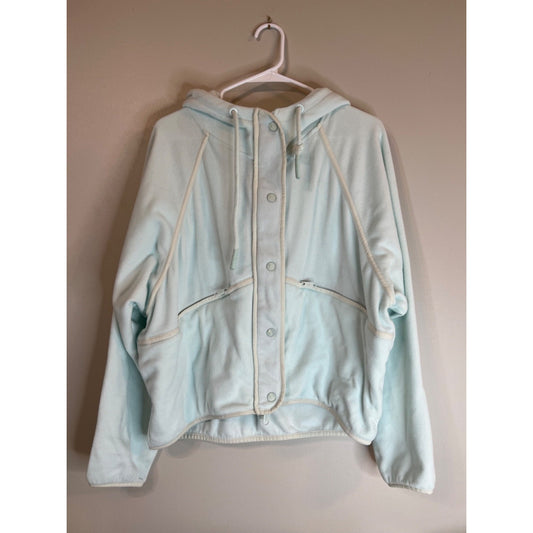 Free People Movement Dream Team Medium Aqua Blue Fleece Hoodie M