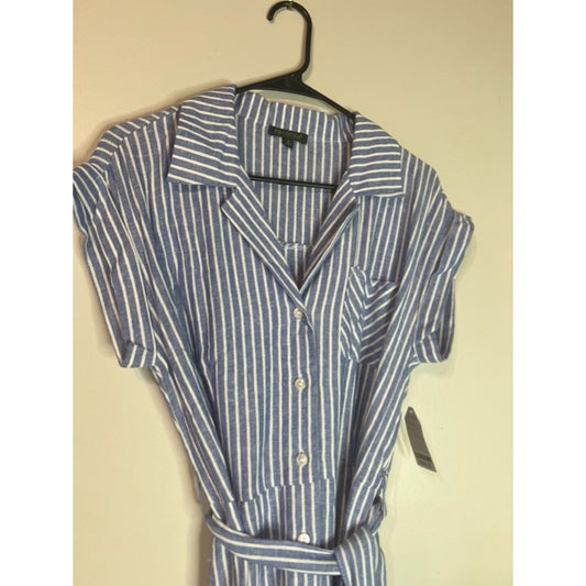 For Cynthia Linen Chambray White Dress M Lagenlook Coastal Luxury Beach Summer