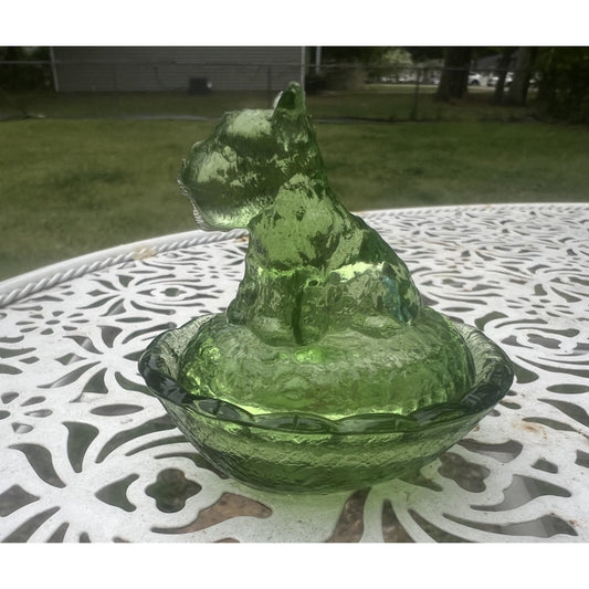 Vintage Green Nesting Scotty Dog Open Salt Cellar Dish