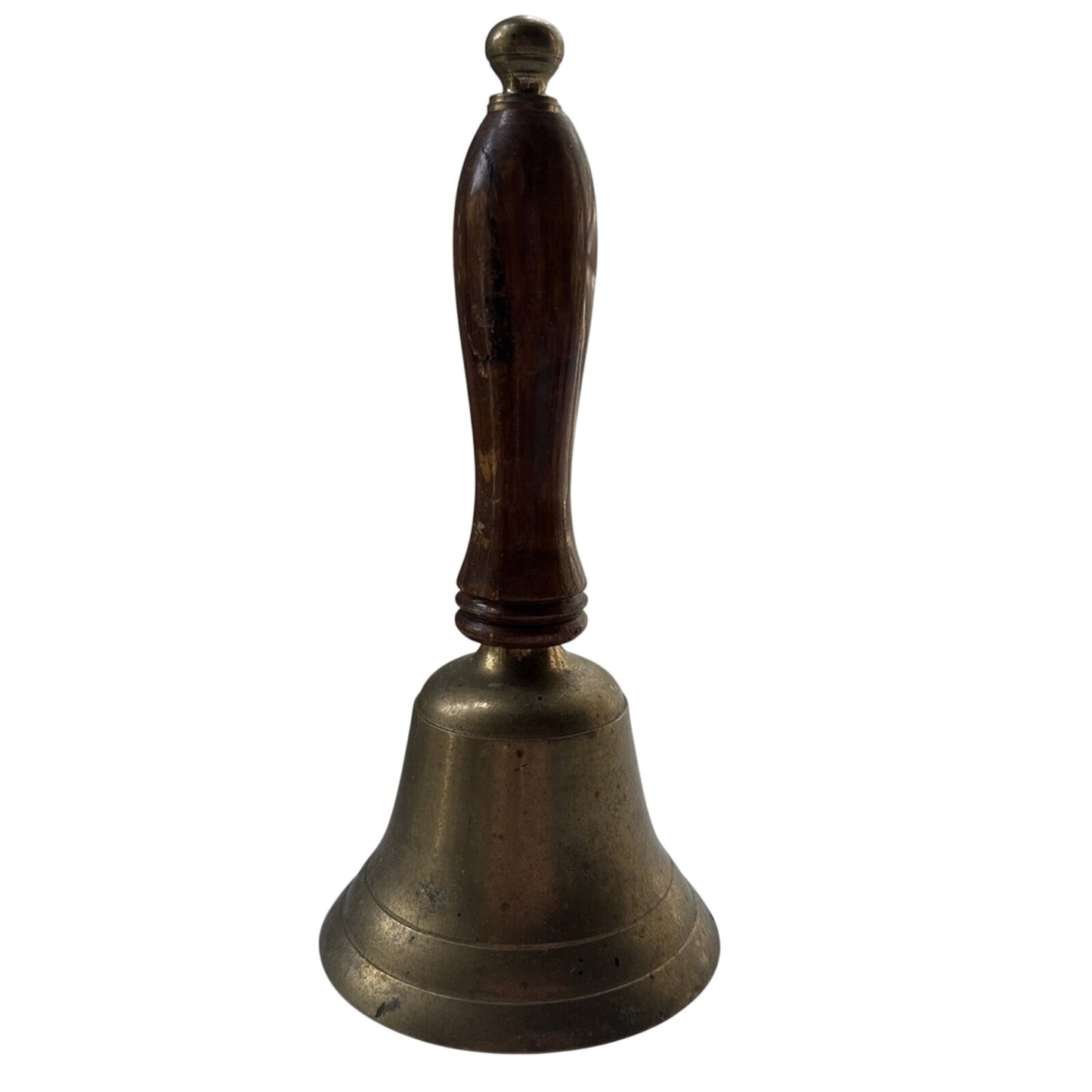 Vintage antique brass bell, brass and wood classic Captain's bell, Nautical wood