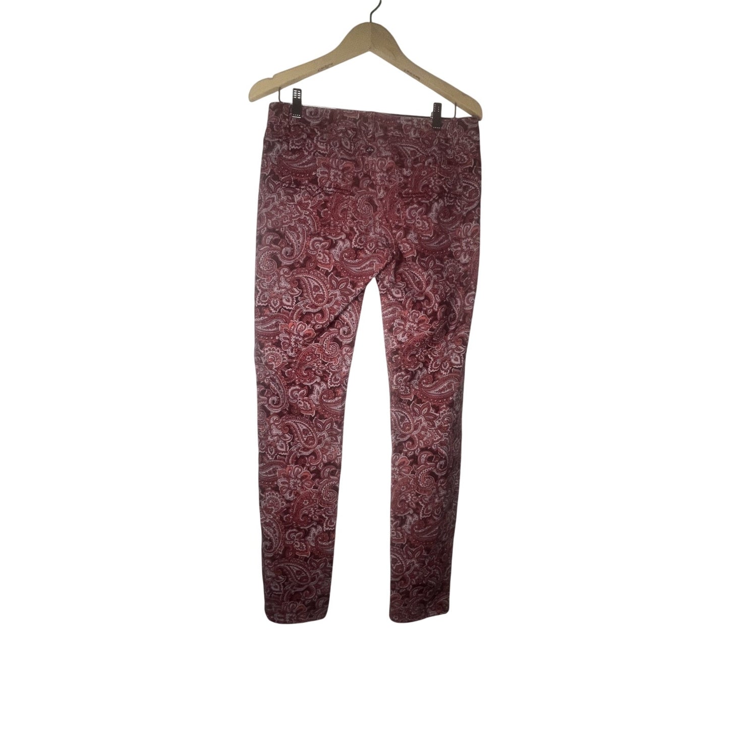 PrAna Size 10 Trinity Corduroy Low Rise Pant Women's Rhubarb Pink Paisley