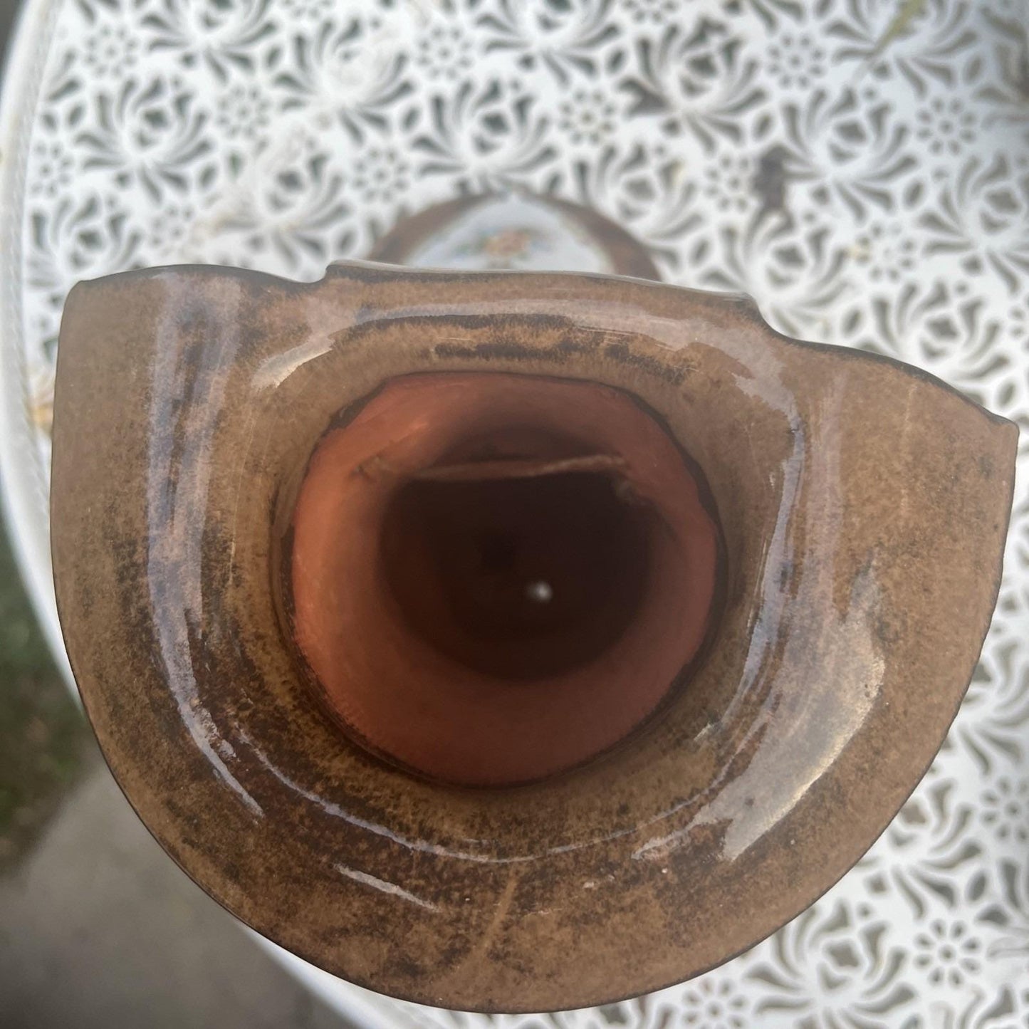 NEW Vintage 8.5" Ceramic Boot Planter, The Clay Cobbler, Brown Floral