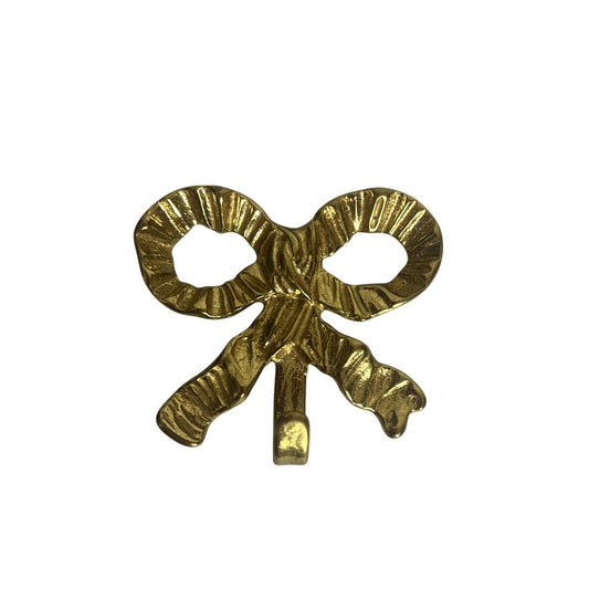 VTG Solid Brass Ribbon Bow Hook Wreath | Hat | Bag | Towel | Coat Hanger