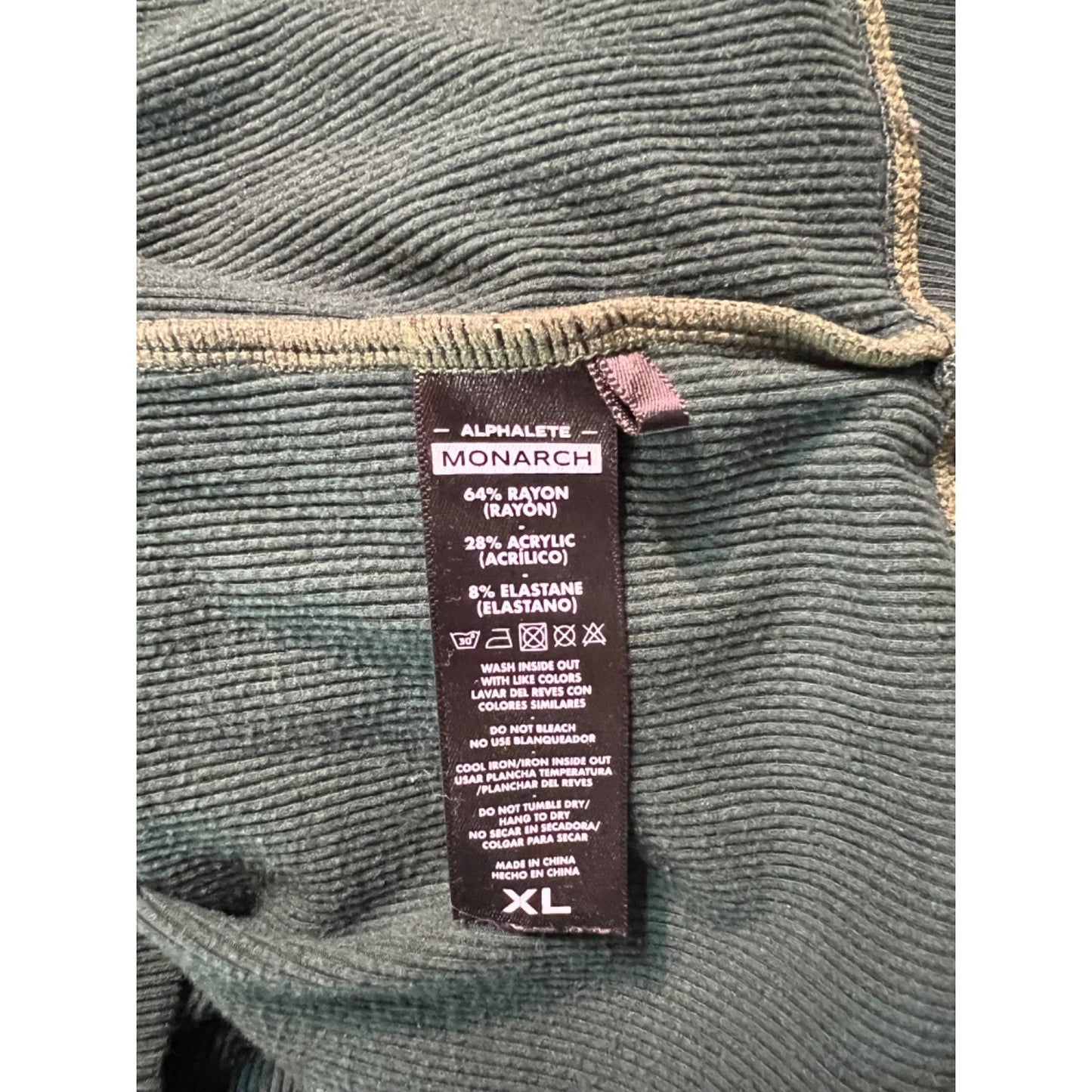 Men's Alphalete Monarch Collection Ribbed Shirt XL Rayon Blend Green
