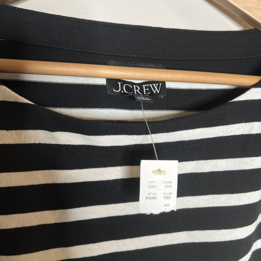 NWT J. Crew Cropped Boatneck T Shirt Size Large Black White Mariner Cotton