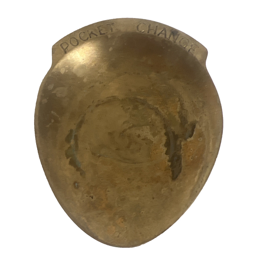Vintage Solid Brass "Pocket Change" Dish Key Holder Trinket Dish Coin Bowl