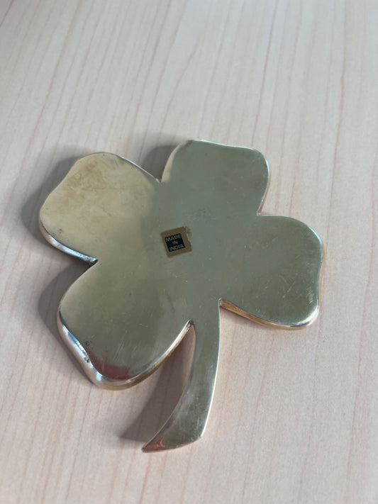 Gerity - Four Leaf Clover Shamrock 24K Gold Plated Paperweight Wallhanging 1986