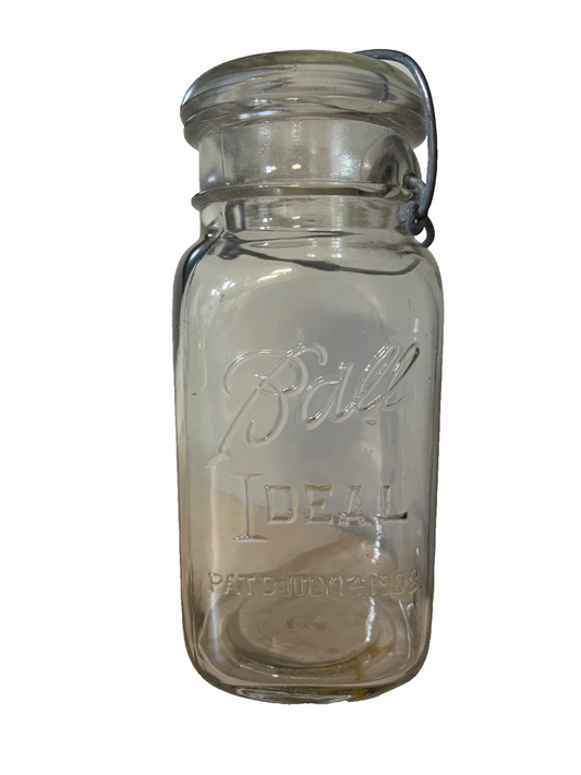 Vintage Ball Ideal Quart Mason Jar Square Body PAT'D July 14 1908 with Lid