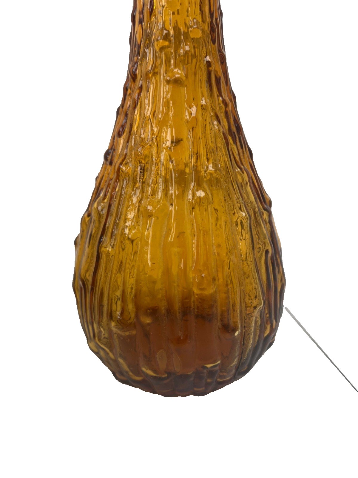 Vintage Empoli Genie Bottle Decanter Amber Wax Drip Bamboo LRG 15.25” NO STOPPER