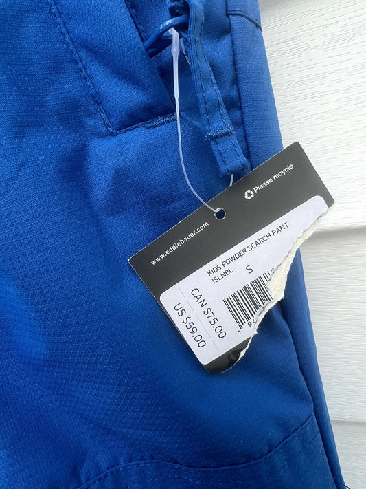 NWT Eddie Bauer Kids Snow Pants 7 / 8 Zippered Legs Reflective Logo