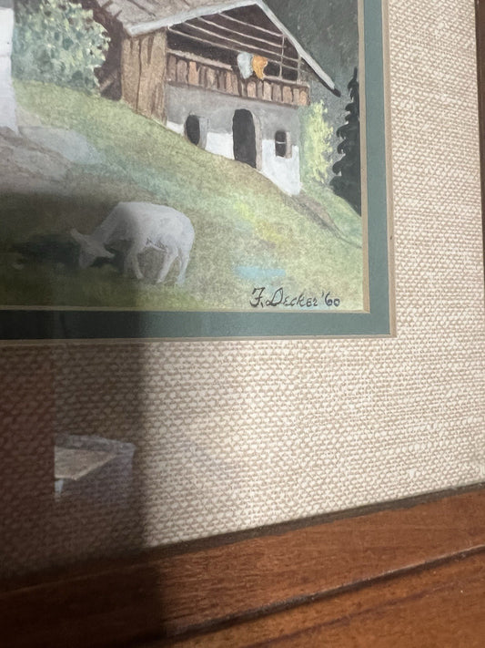 1960 Vintage Original Oil Painting Spring Alpine Landscape Signed & Framed