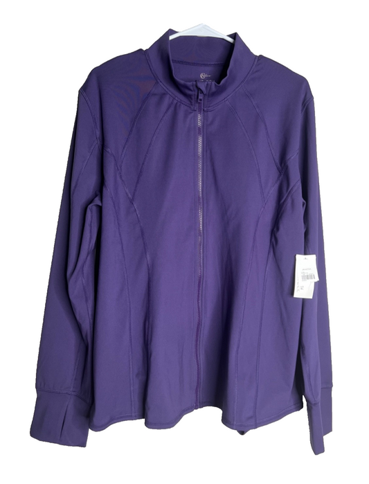NWT Cato Active Live Well Purple Jacket Long Sleeve Full Zip XL